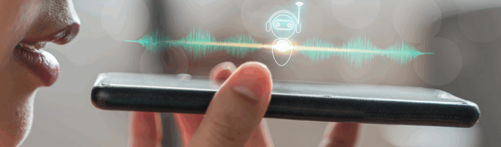 Person using voice to text on a phone