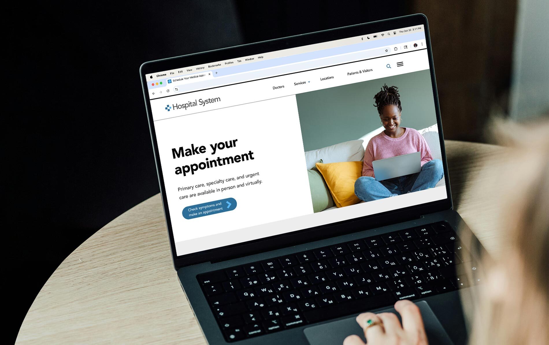 a healthcare patient visits their provider's online scheduling tool on their newly redesigned website